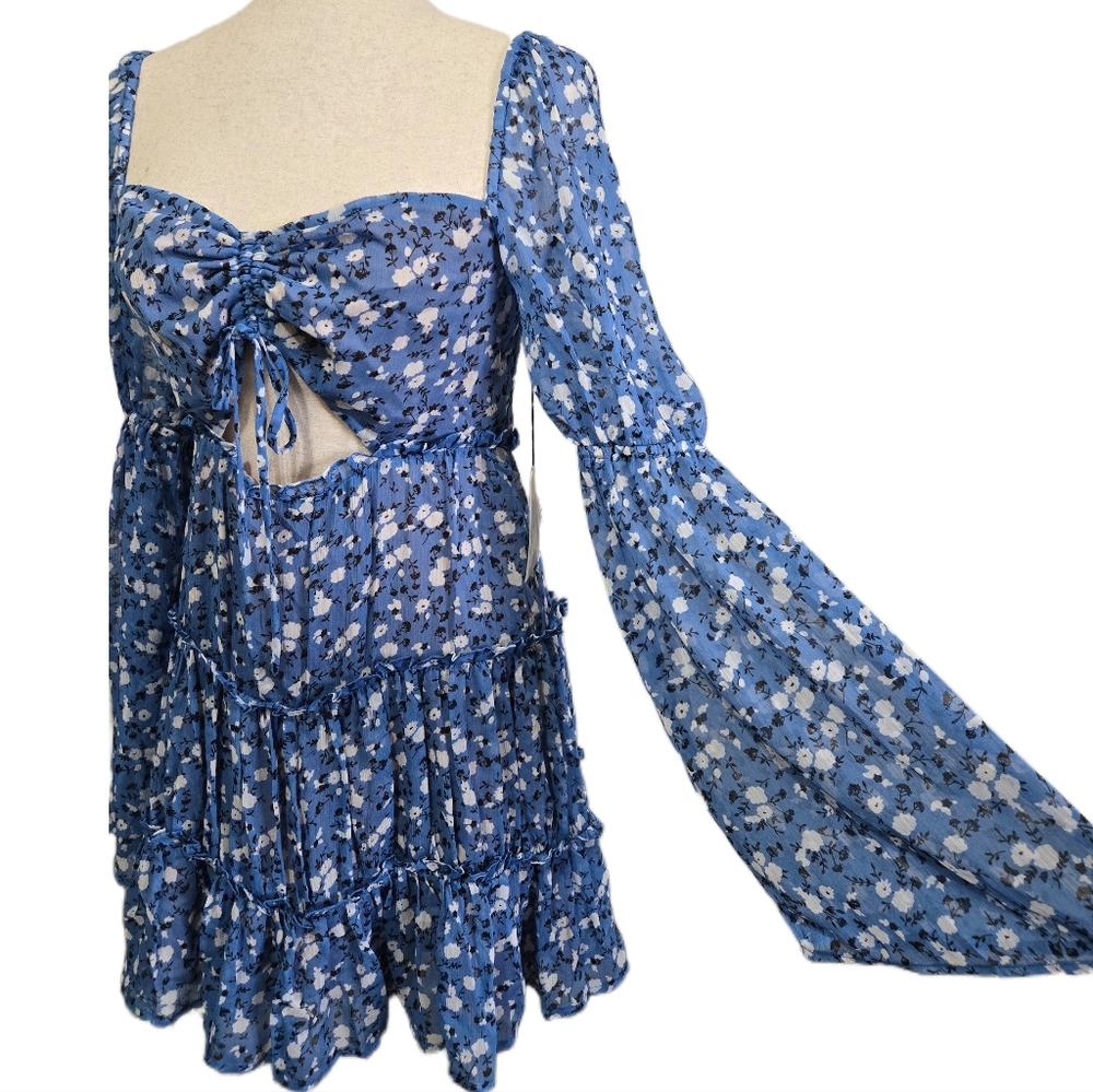 Revolve MAJORELLE Ailish Mini Dress Blue Ditsy Floral Size Small - Picture 5 of 16